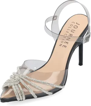 Journee Collection Womens Eleora Rhinestone Faux Leather Ankle Strap