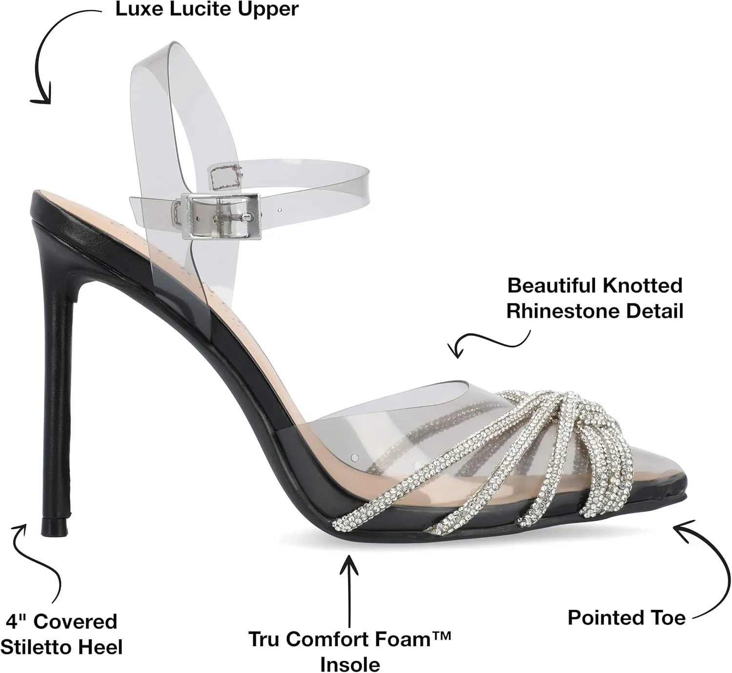 Journee Collection Womens Eleora Rhinestone Faux Leather Ankle Strap