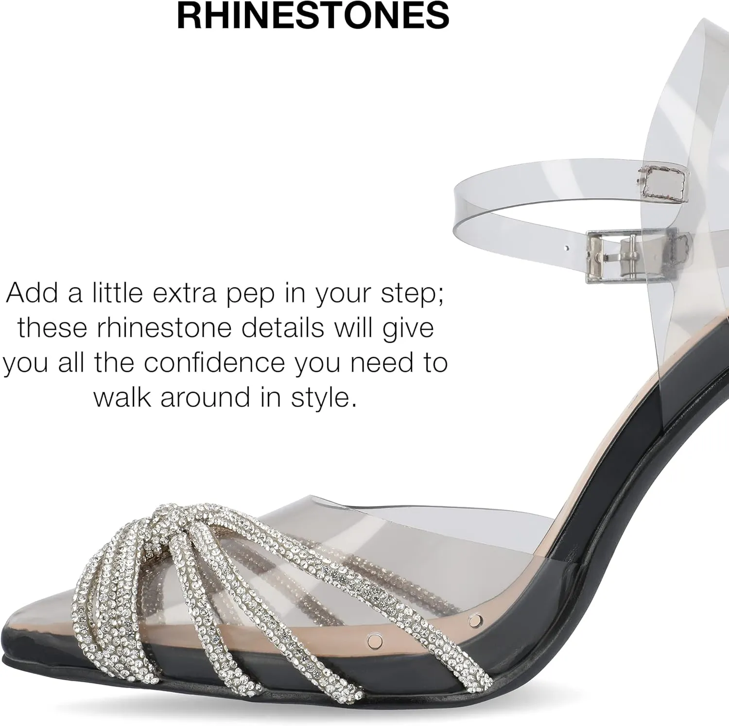 Journee Collection Womens Eleora Rhinestone Faux Leather Ankle Strap