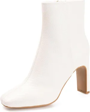 Journee Collection Womens Sarla Faux Leather Ankle Boots White 6.5 Medium (B,M)