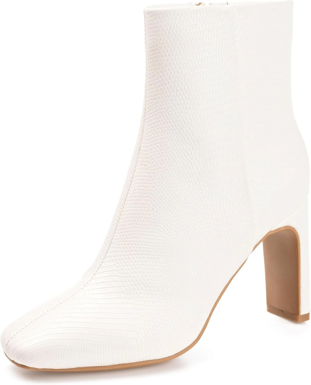 Journee Collection Womens Sarla Faux Leather Ankle Boots White 6.5 Medium (B,M)