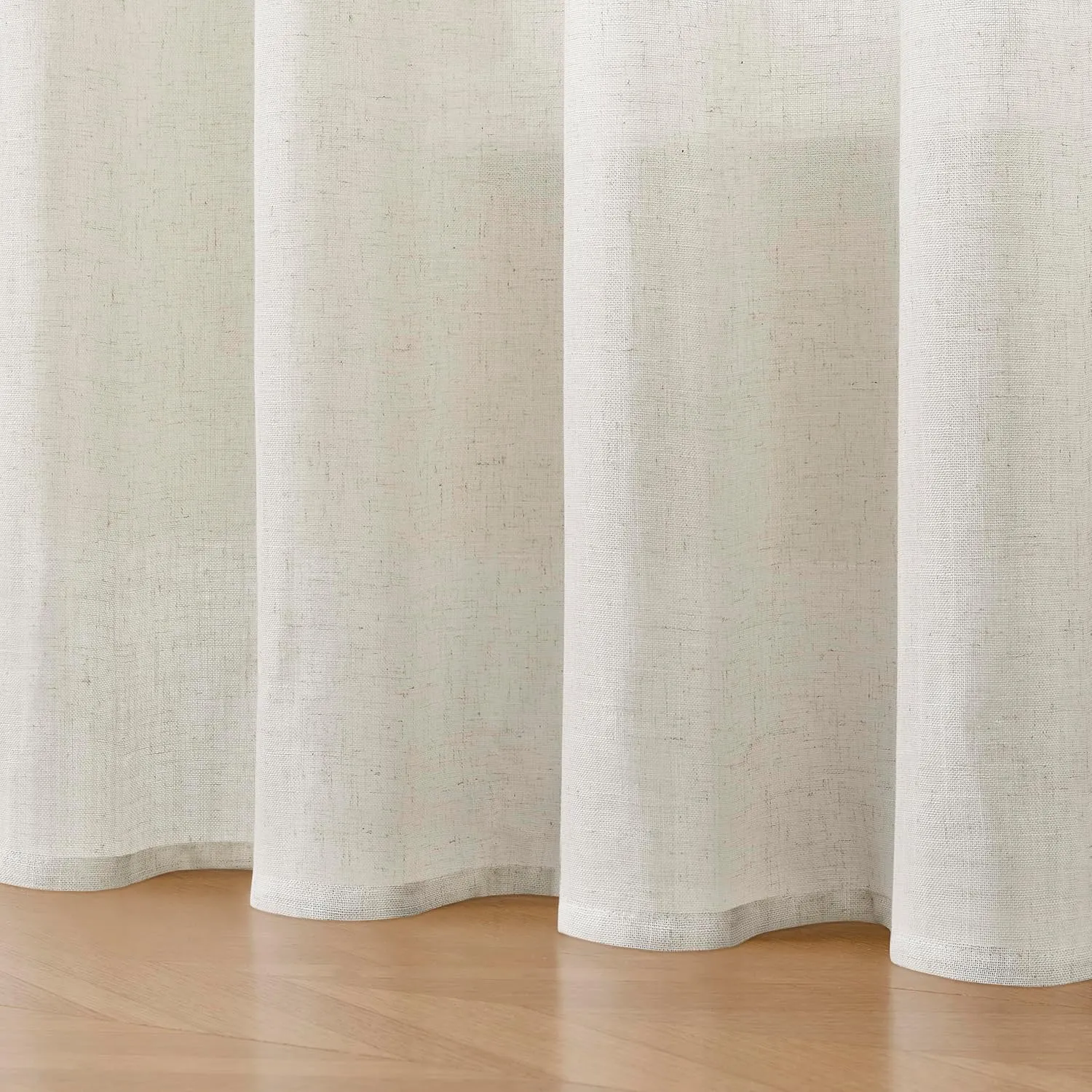Joydeco Linen Curtains 96 Inch Length 2 Panel Sets for Living Room Bedroom, Light Filtreing Drapes with Back Tab Rod Pockets (96" L x 52" W, Beige)