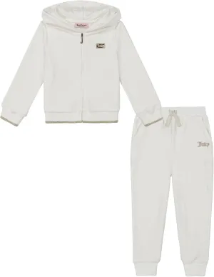 Juicy Couture girls 2pc Zip Up Embossed Velour Jog Set