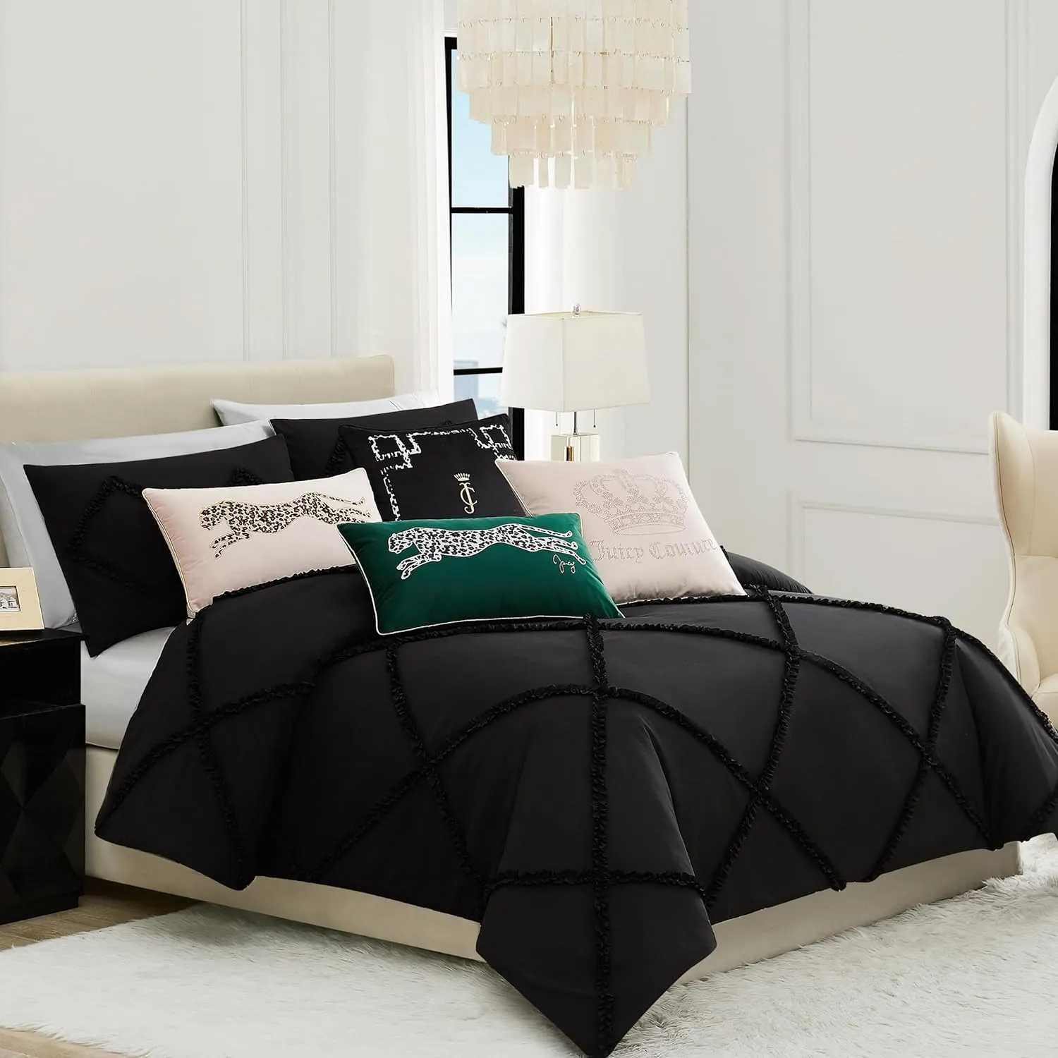 Juicy Couture Rectangle 1-Piece Decorative Accent, Premium Reversible Throw Pillow, Living Room and Bedroom Décor, 14"x24", Green