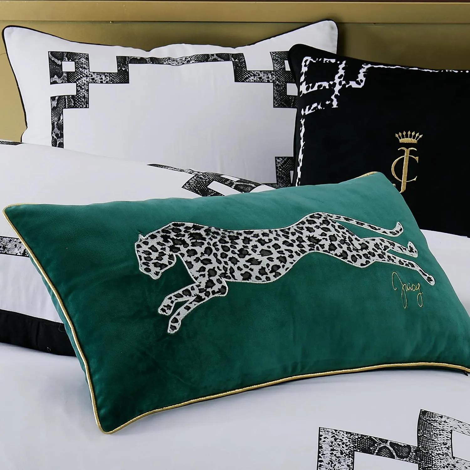 Juicy Couture Rectangle 1-Piece Decorative Accent, Premium Reversible Throw Pillow, Living Room and Bedroom Décor, 14"x24", Green