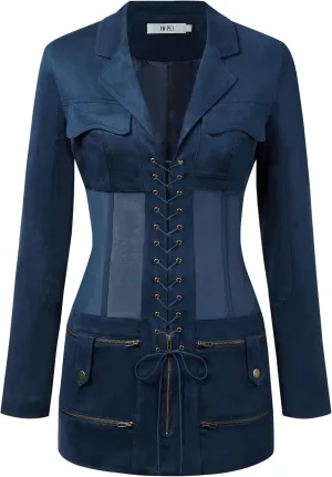 JW PEI Women's Suede Corset Jacket Mini Dress