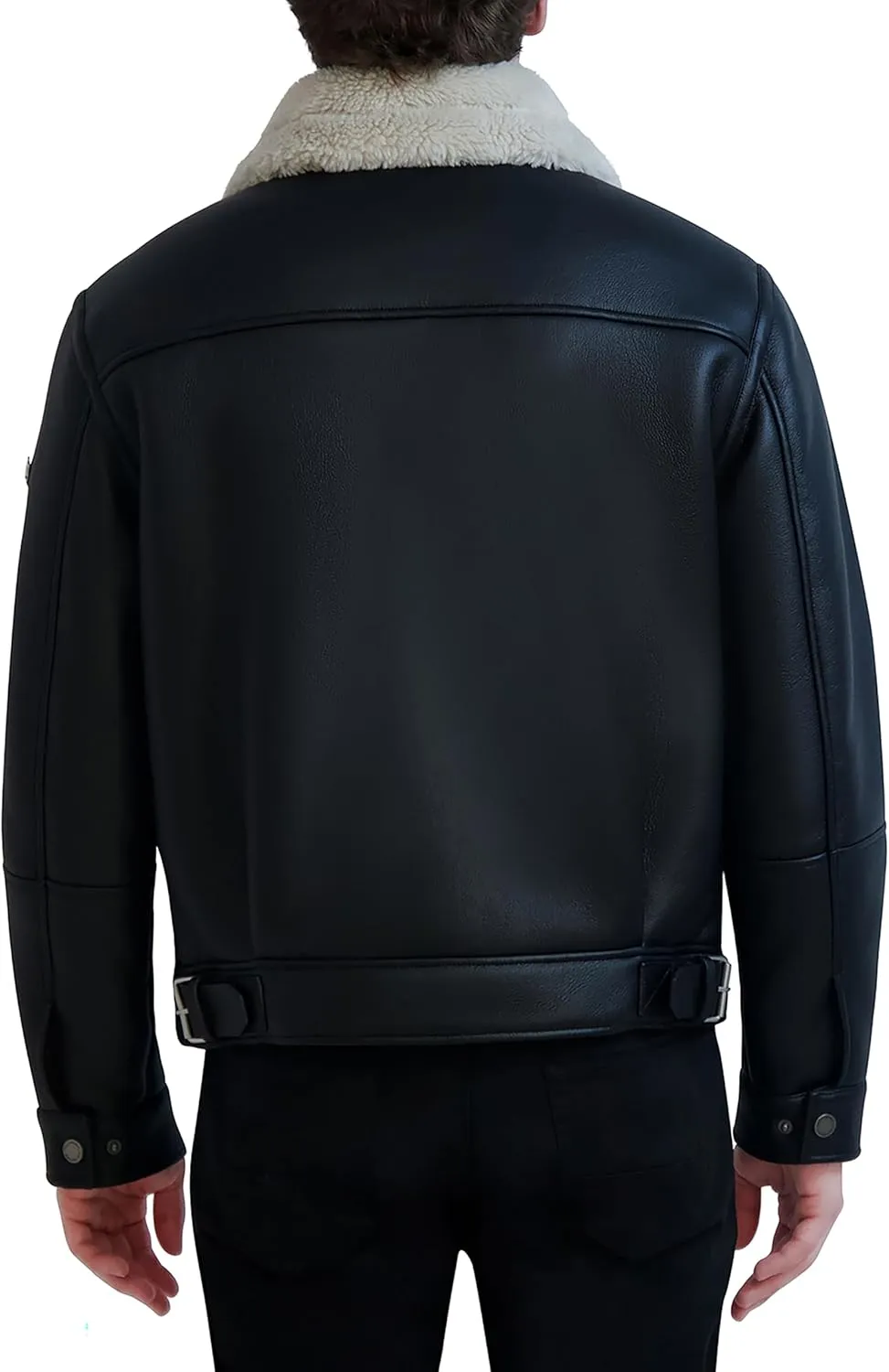 KARL LAGERFELD Paris Men's Faux Shearling Trim Aviator Jacket