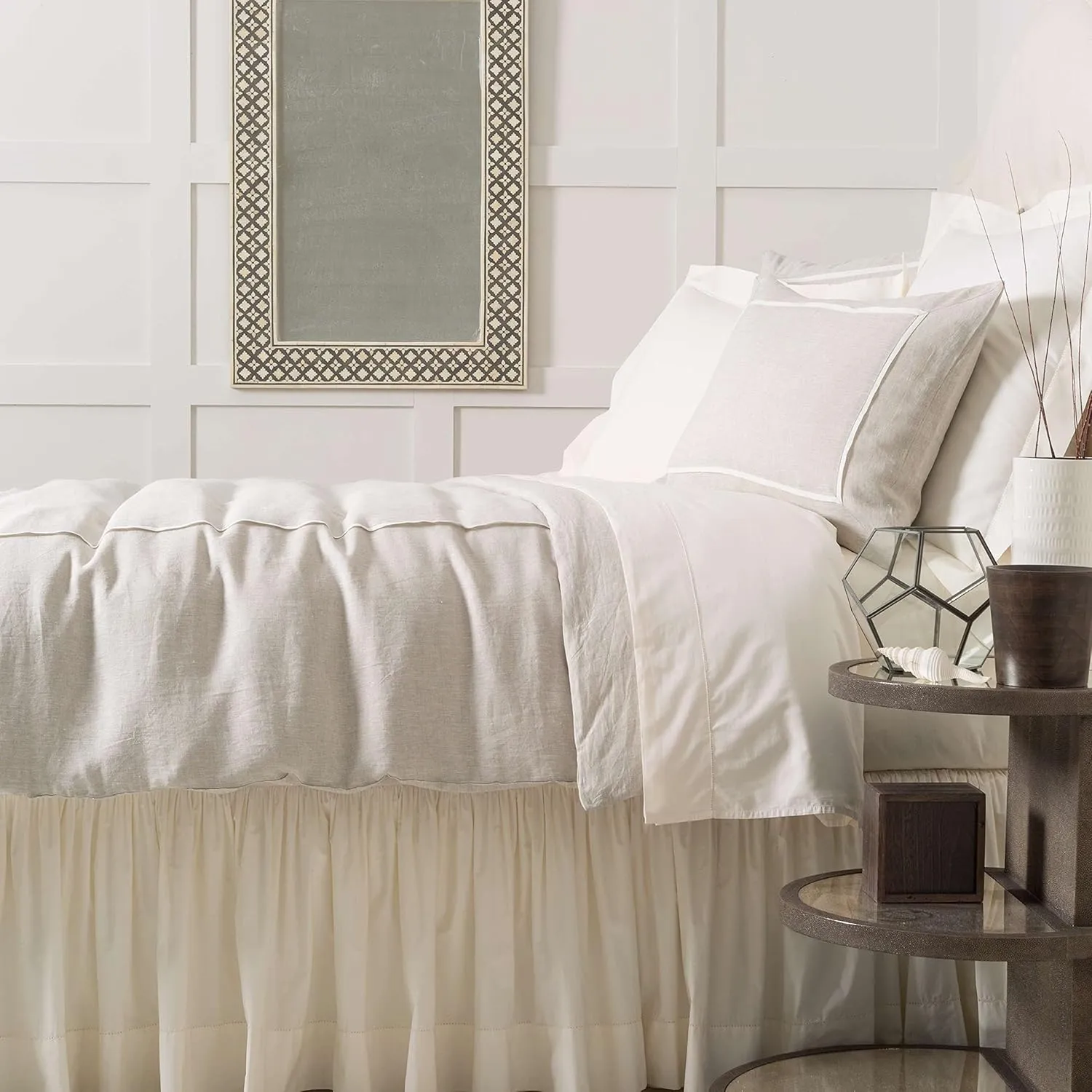 Keaton Linen Natural Duvet Sham, King Size, Neutral Solid Pattern