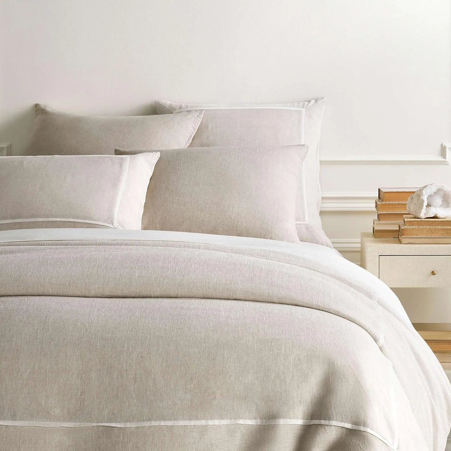 Keaton Linen Natural Duvet Sham, King Size, Neutral Solid Pattern