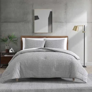 Kenneth Cole - Full/Queen Comforter Set, Soft Embossed Bedding with Matching Shams, Modern Home Decor, Oeko-Tex Certified (Serenity Wavy Lines Grey, Full/Queen)