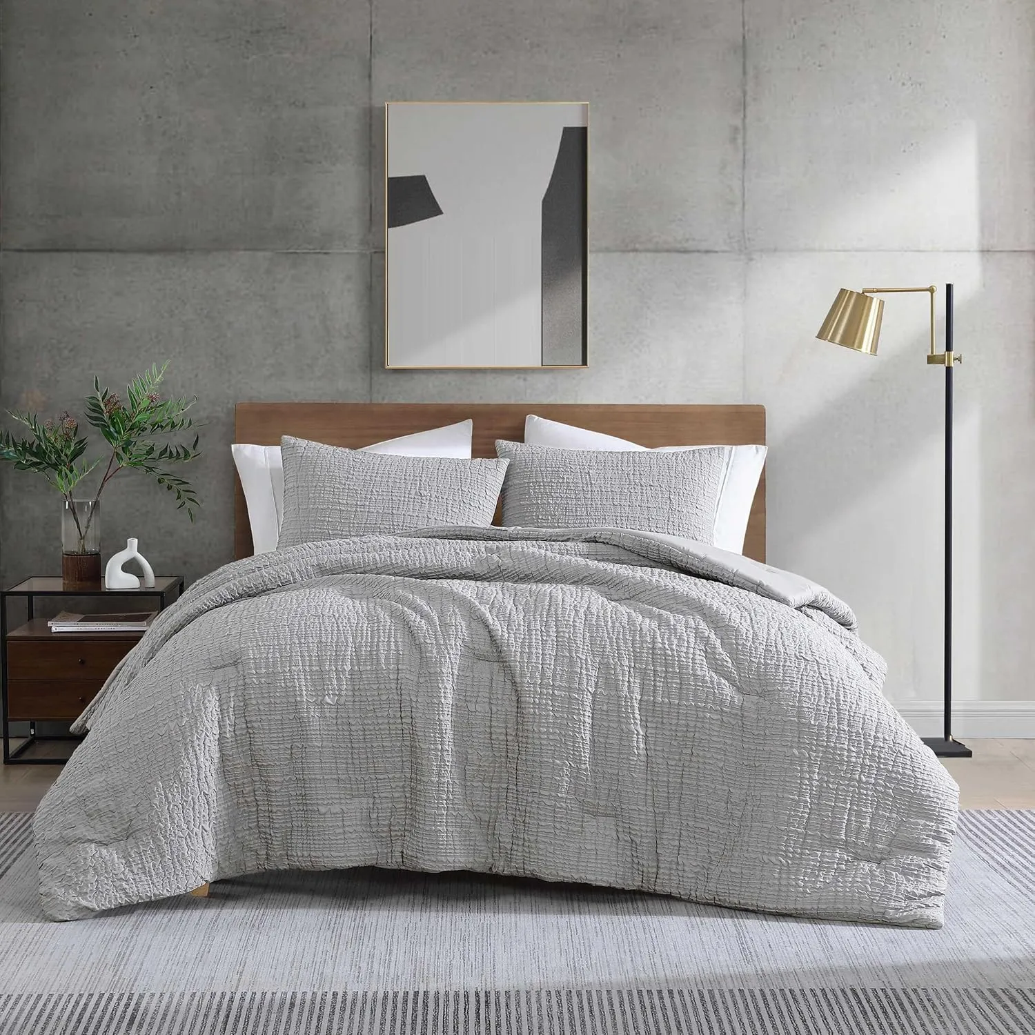 Kenneth Cole - Full/Queen Duvet Cover Set, Soft Bedding with Matching Shams, Embossed Modern Home Decor, Oeko-Tex Certified (Serenity Wavy Lines Grey, Full/Queen)