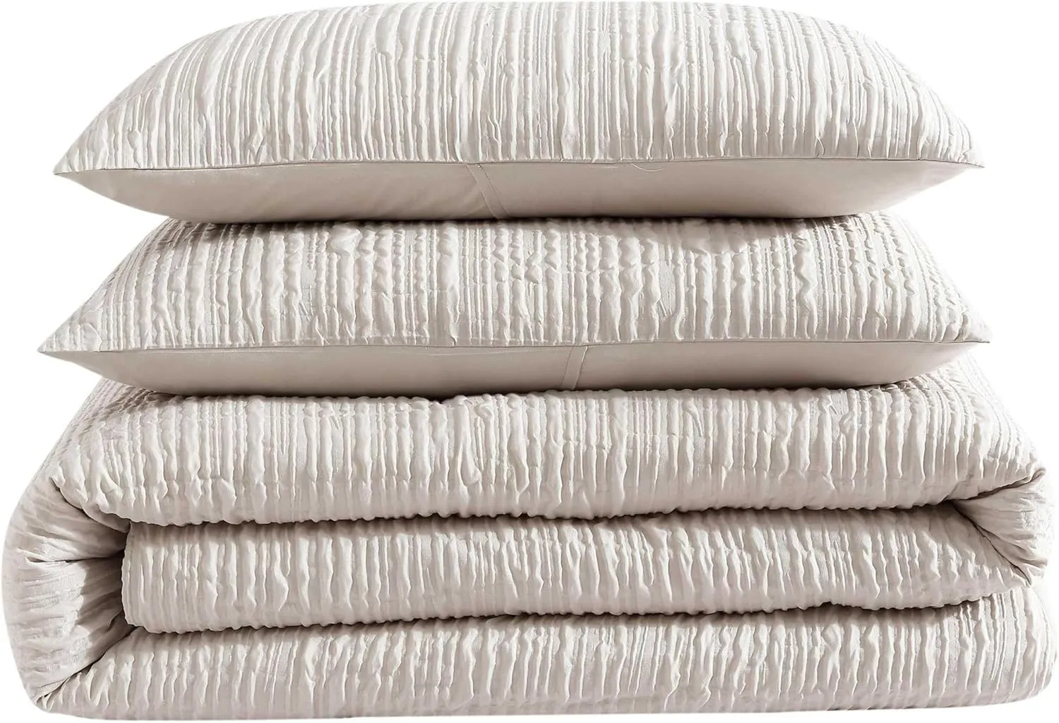 Kenneth Cole - King Comforter Set, Soft Bedding with Matching Shams, Embossed Modern Home Decor (Serenity Wavy Lines Beige, King)
