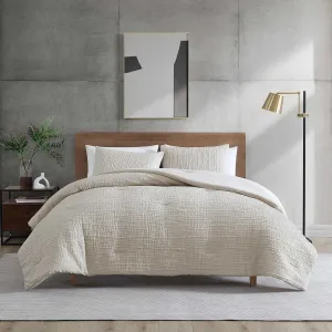 Kenneth Cole - King Comforter Set, Soft Bedding with Matching Shams, Embossed Modern Home Decor (Serenity Wavy Lines Beige, King)
