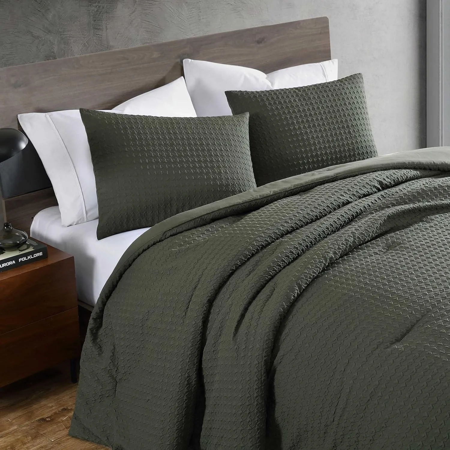 Kenneth Cole - King Duvet Cover Set, Soft Embossed Bedding with Matching Shams, Modern Home Decor, Oeko-Tex Certified (Houndstooth Green, King)