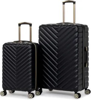 Kenneth Cole REACTION Madison Square Lightweight Hardside Chevron Expandable Spinner Luggage, Black, 2-Piece Set (20" & 28")