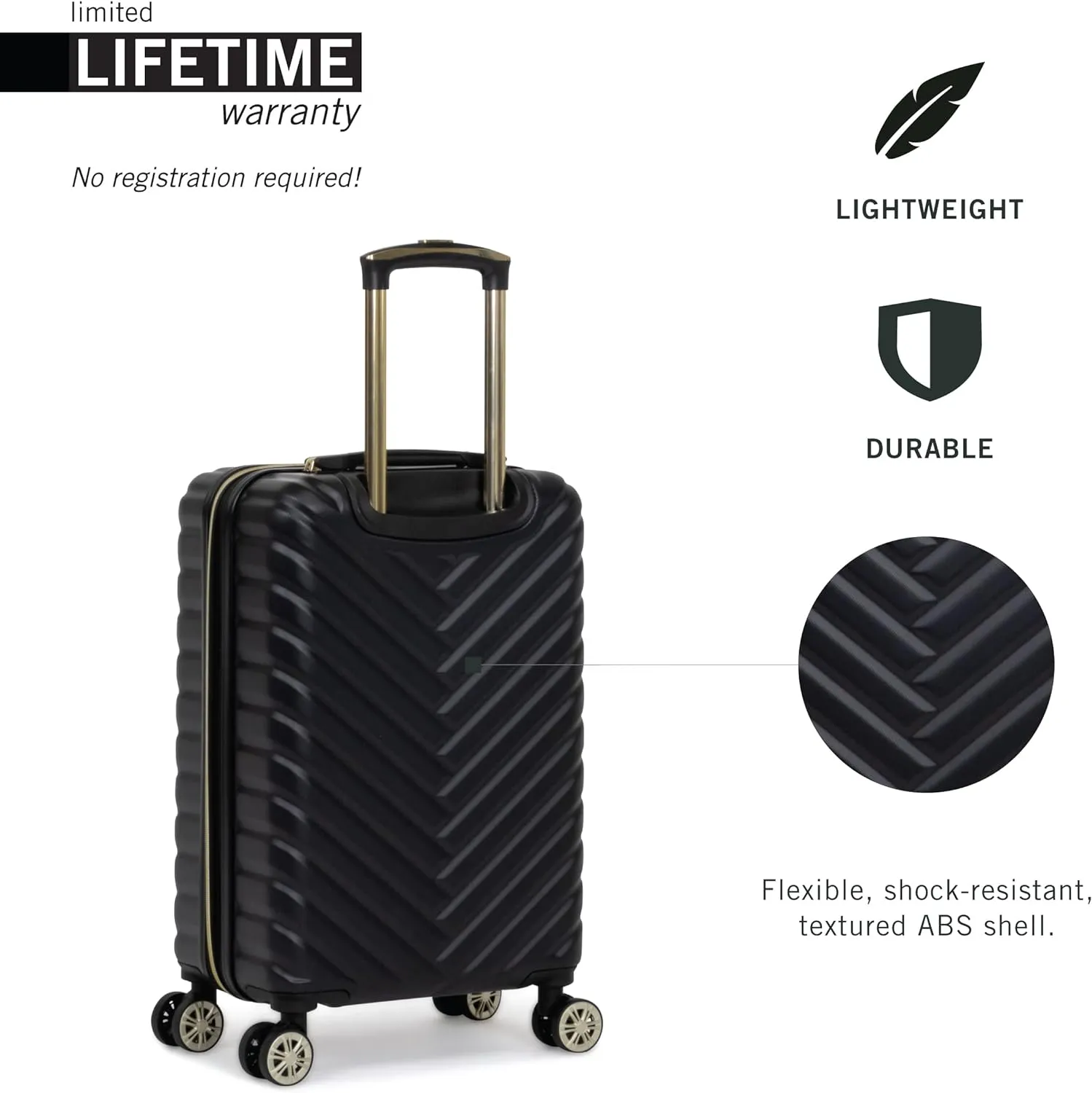 Kenneth Cole REACTION Madison Square Lightweight Hardside Chevron Expandable Spinner Luggage, Black, 2-Piece Set (20" & 28")