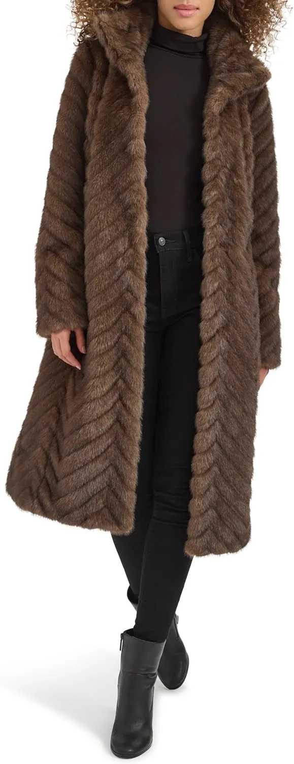 Kenneth Cole Women's Belted Grooved Texture Stand Collar Coat