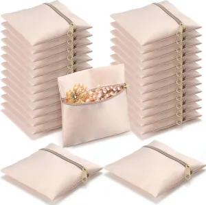 Kenning 50 Pcs Jewelry Pouch 3.74 x 3.74 Inch Small Jewelry Packaging Gift Bag Cotton with Zipper for Women Bracelet Necklace Travel Business Trip