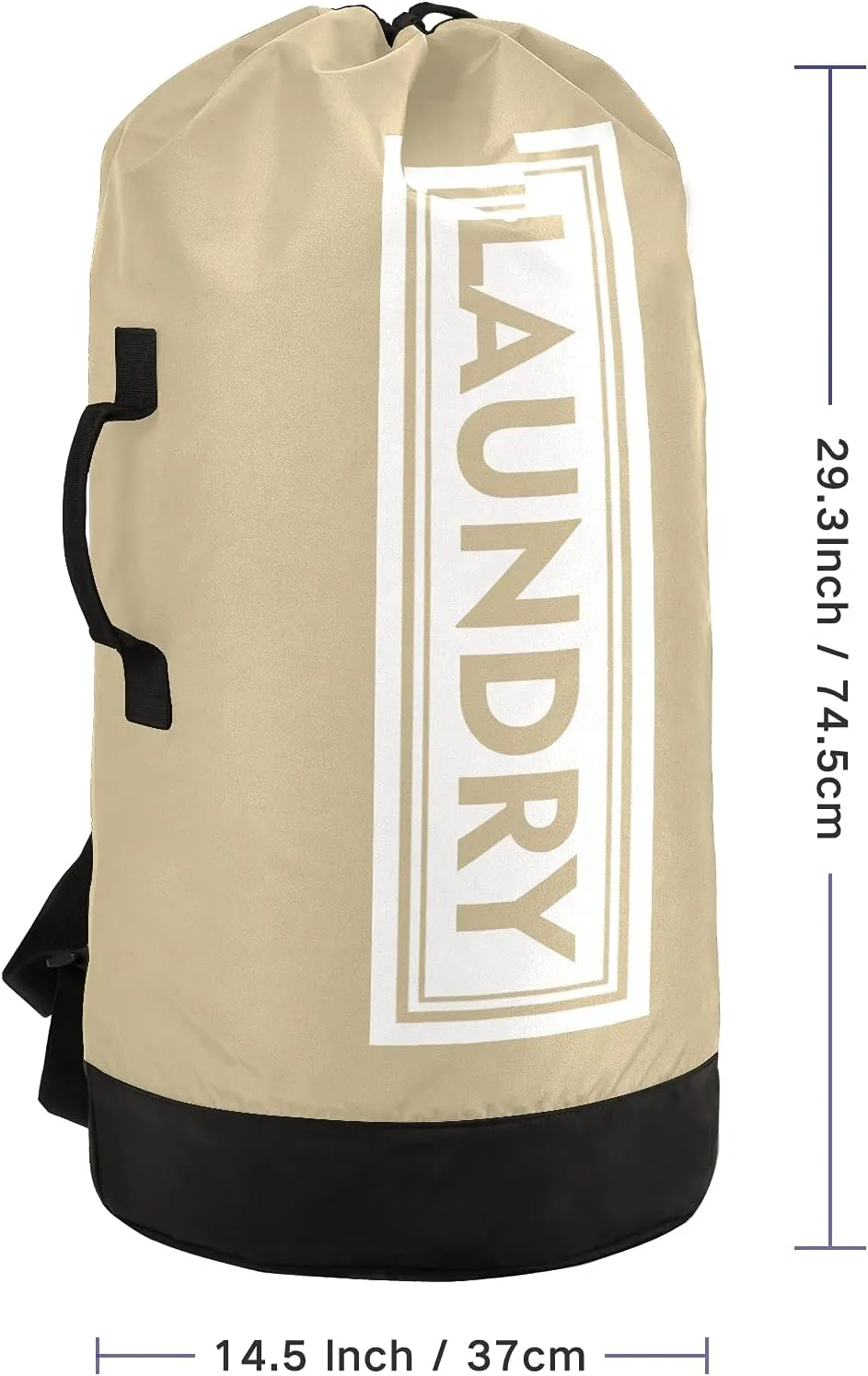 Khaki Laundry Backpack Large Heavy Duty Laundry Bag with Shoulder Straps Waterproof Laundry bag for Traveling Camp Dirty Clothes Organizer for College Students