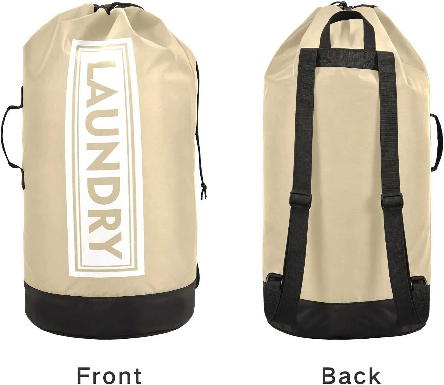 Khaki Laundry Backpack Large Heavy Duty Laundry Bag with Shoulder Straps Waterproof Laundry bag for Traveling Camp Dirty Clothes Organizer for College Students