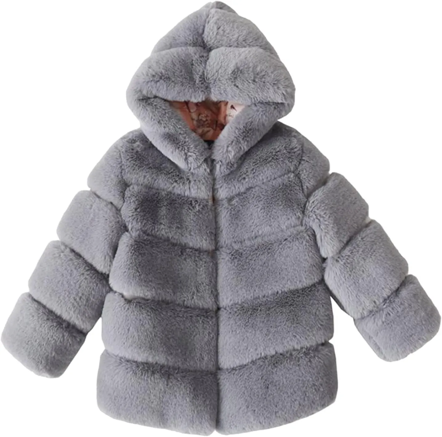 Kids Girls Warm Hooded Faux Fur Fleece Jacket Coat Thick Furry Fuzzy Jacket Outerwear Toddler Girls Winter Overcoat