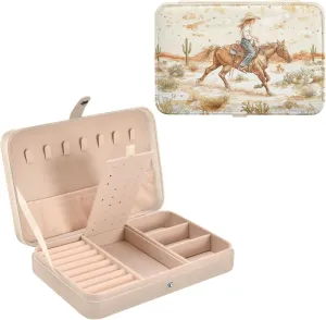 Kigai Jewelry Box for Women Girls Portable Travel Jewelry Case Jewelry Organizer Box Necklace,Earrings,Rings,Bracelet Jewelry Organizer Storage-Western Desert Horseback Riding