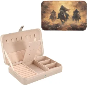 Kigai Jewelry Box for Women Girls Portable Travel Jewelry Case Jewelry Organizer Box Necklace,Earrings,Rings,Bracelet Jewelry Organizer Storage-Western Desert Horseback Riding