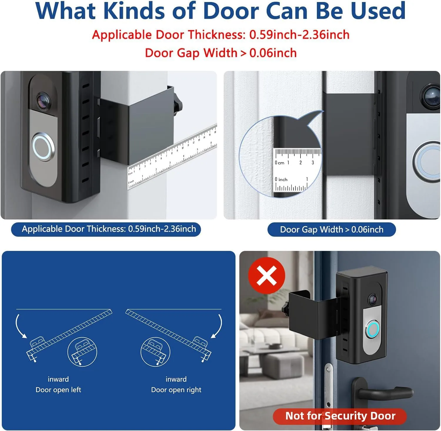 KIMILAR Anti-Theft Video Doorbell Mount Compatible with Ring/Blink Wireless Video Doorbell, Adjustable Mounting Bracket Accessories for Houses, Apartments, Businesses, Not for Security Door