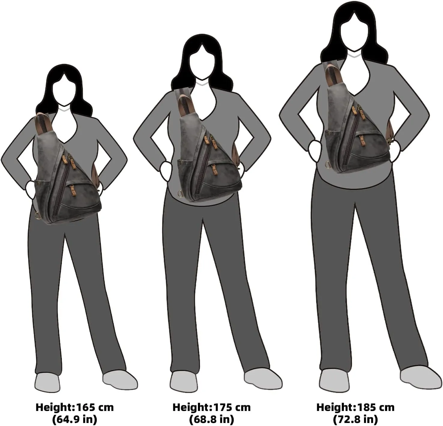 KL928 PU Leather Sling Bag - Small Crossbody Backpack Shoulder Casual Daypack Rucksack for Men Women