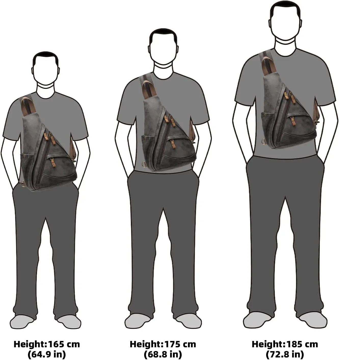 KL928 PU Leather Sling Bag - Small Crossbody Backpack Shoulder Casual Daypack Rucksack for Men Women