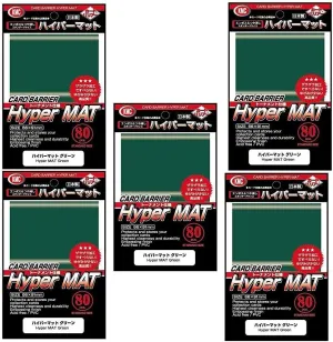 KMC Hyper Matte Sleeves Green ×5 Sets (5 Packs/total 400 Sheets) (Japan Import) Made in Japan (1 Pack) (1-Pack)