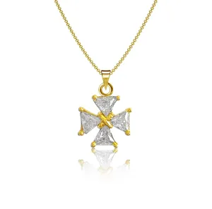 Knot Cross Necklace - 24K Gold over 925 Solid Sterling Silver, 18 Inch Rope Chain, Hypoallergenic Jewelry Gifts, Baptism, Religious Christian Charms by Dayna Designs