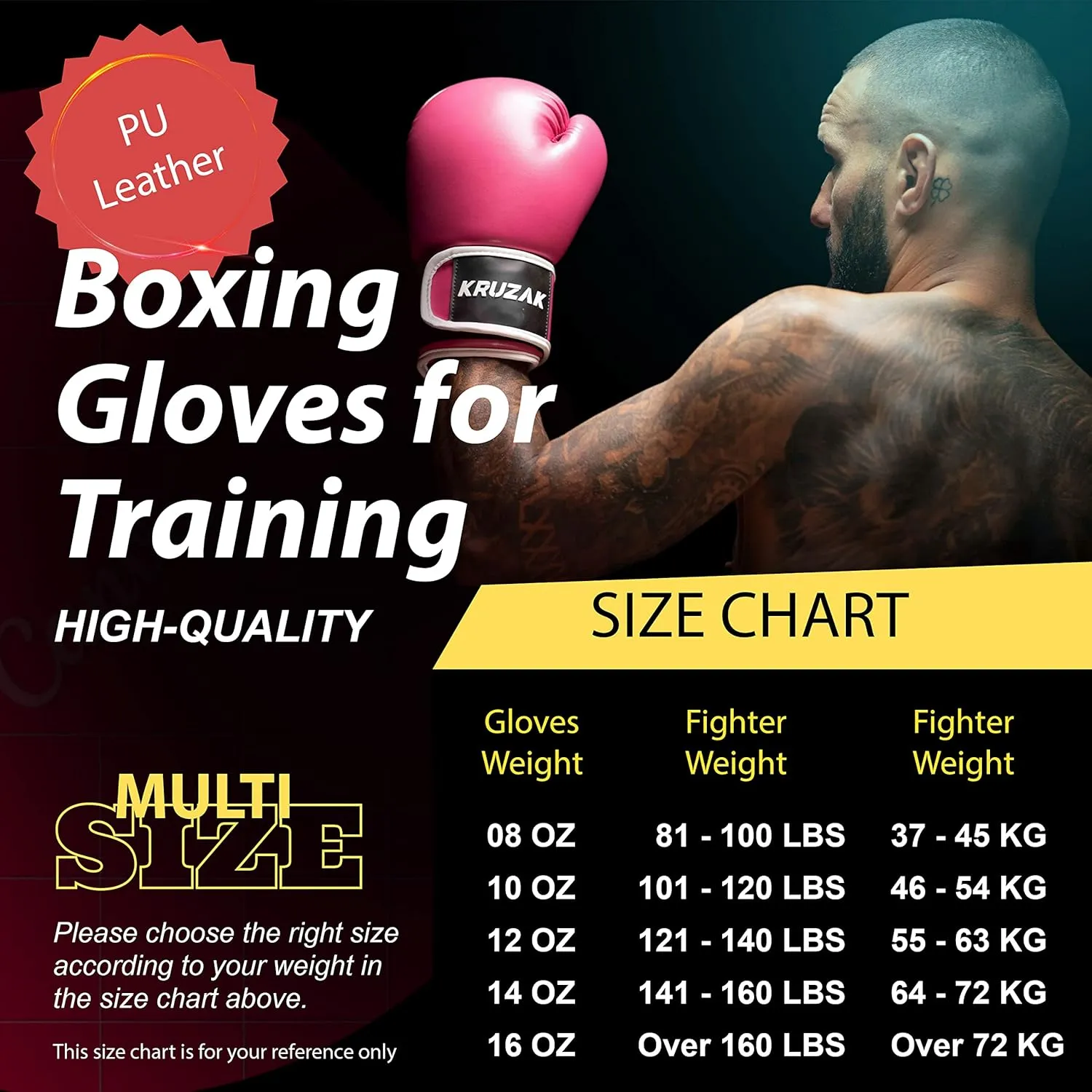 Kruzak Boxing Gloves for Men & Women, Sparring & Kickboxing Gloves, Muay Thai & MMA Gloves, 8-16 oz