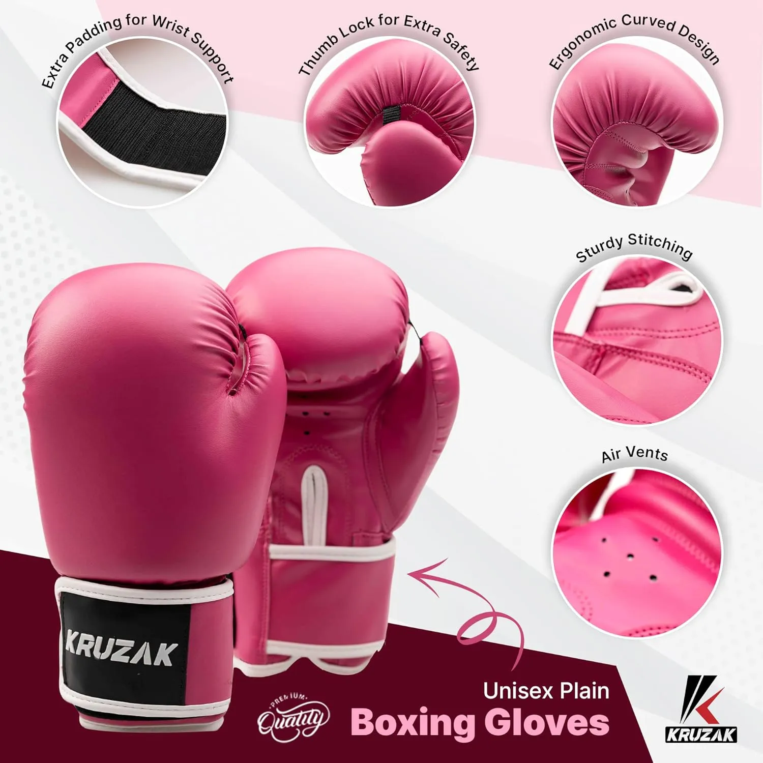 Kruzak Boxing Gloves for Men & Women, Sparring & Kickboxing Gloves, Muay Thai & MMA Gloves, 8-16 oz
