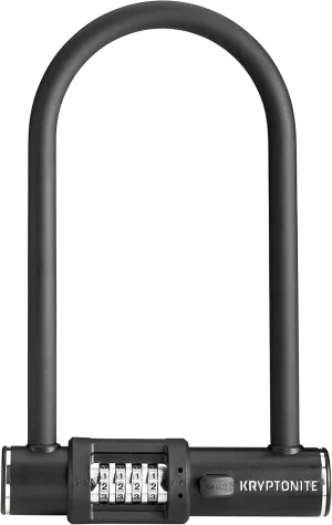 Kryptonite Combo Bike U-Lock Standard, Anti-Theft Security Bicycle Lock, 12mm Steel Shackle, 4-Digit Resettable Combination U Lock for Scooter Road Mountain Bikes