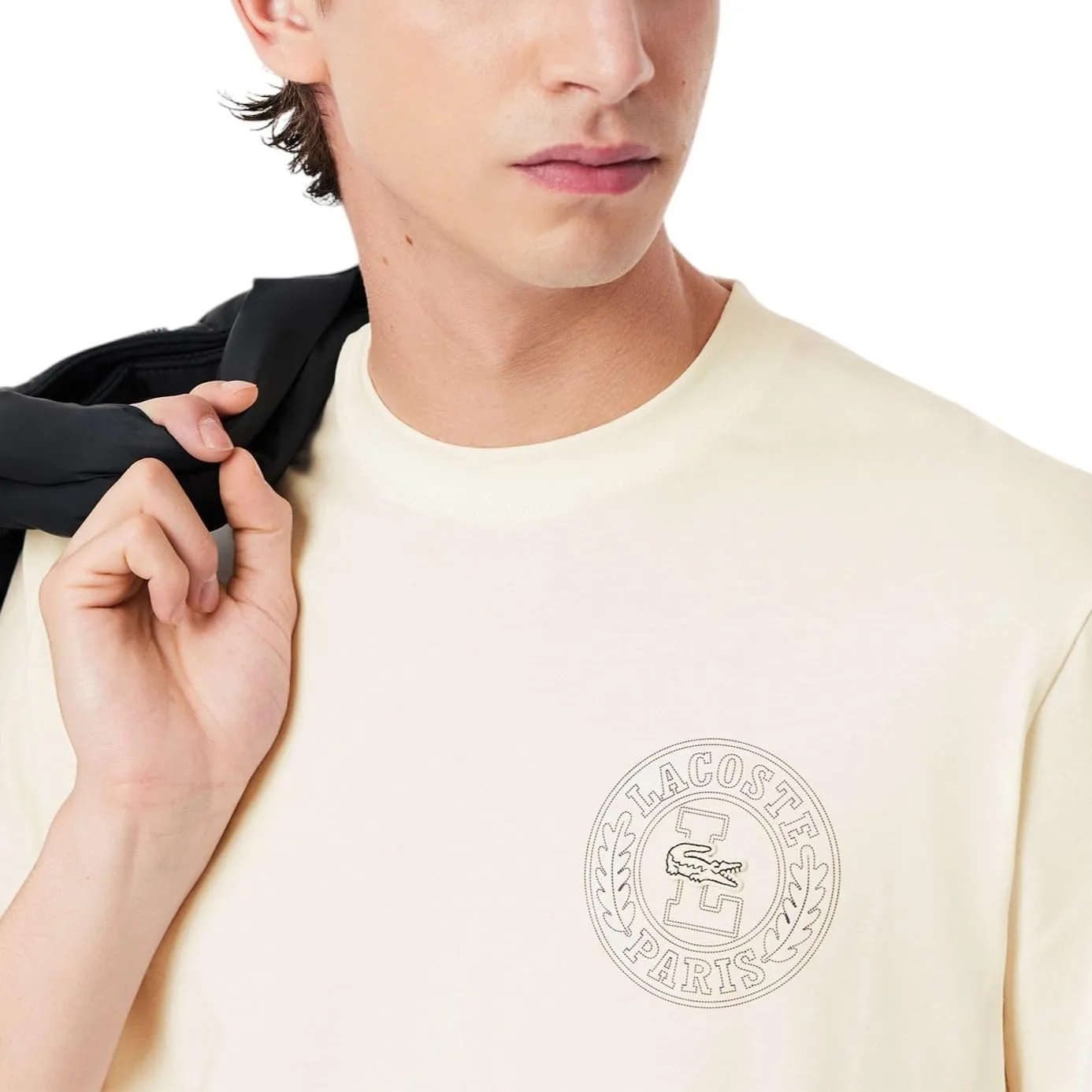 Lacoste Men's Classic Fit Embossed Croc Ribbed Collar T-Shirt