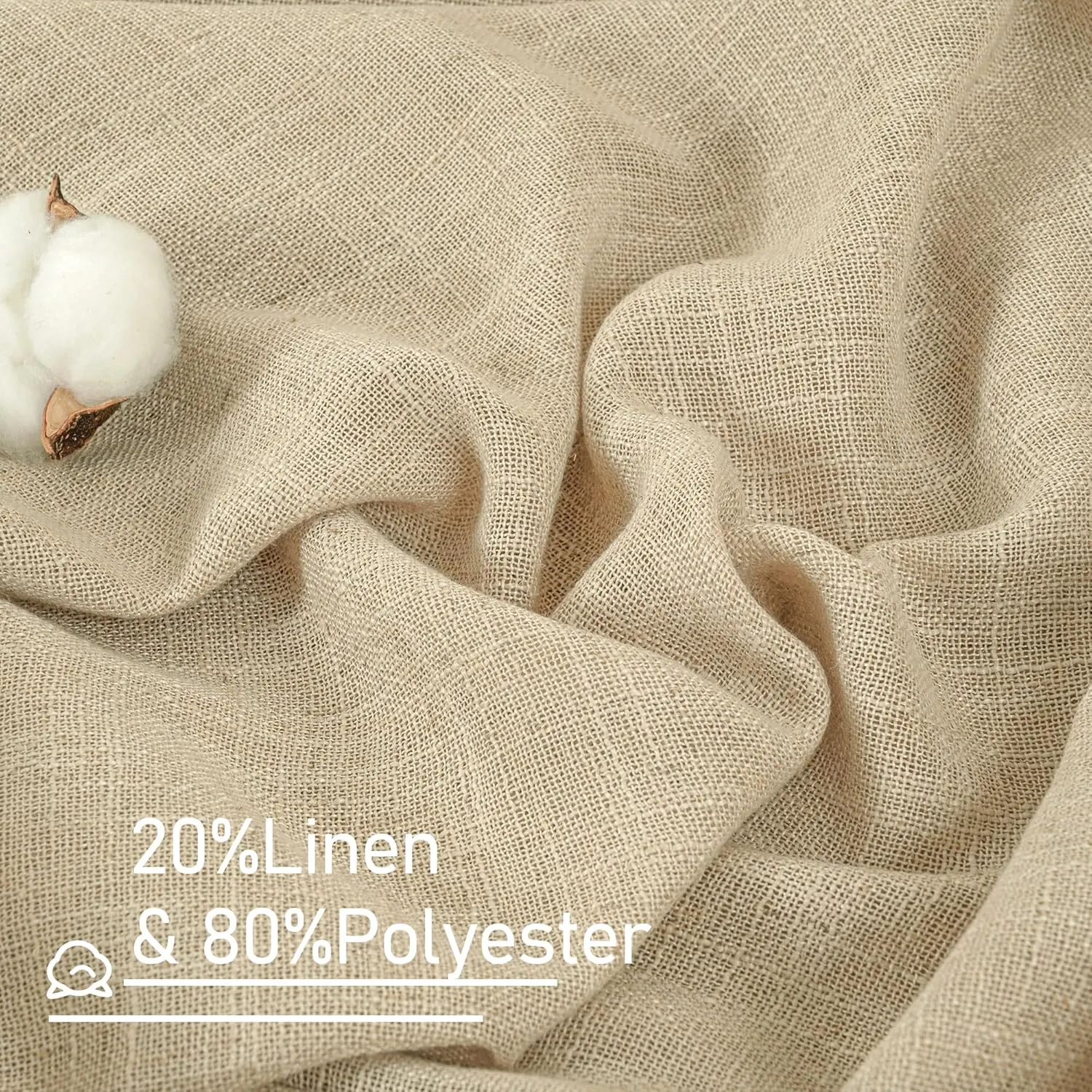 LAMIT Light Filtering Sheer Linen Curtains 102 inches Long, Linen Textured Semi Sheer Back Tab and Rod Pocket Natural Boho Drapes for Living Room/Farmhouse, 2 Panels, Linen, 52 x 102 Inch