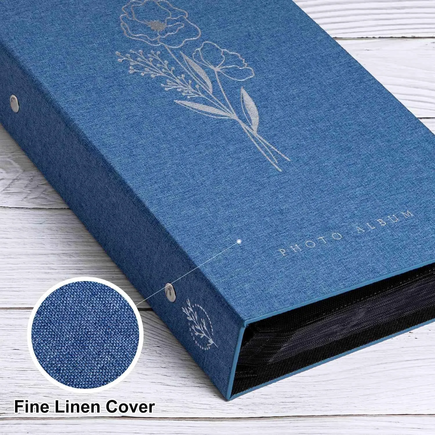 Lanpn Photo Album 4x6 300 Pockets, Linen Photo Albums Holds 300 Horizontal Pictures Only Blue