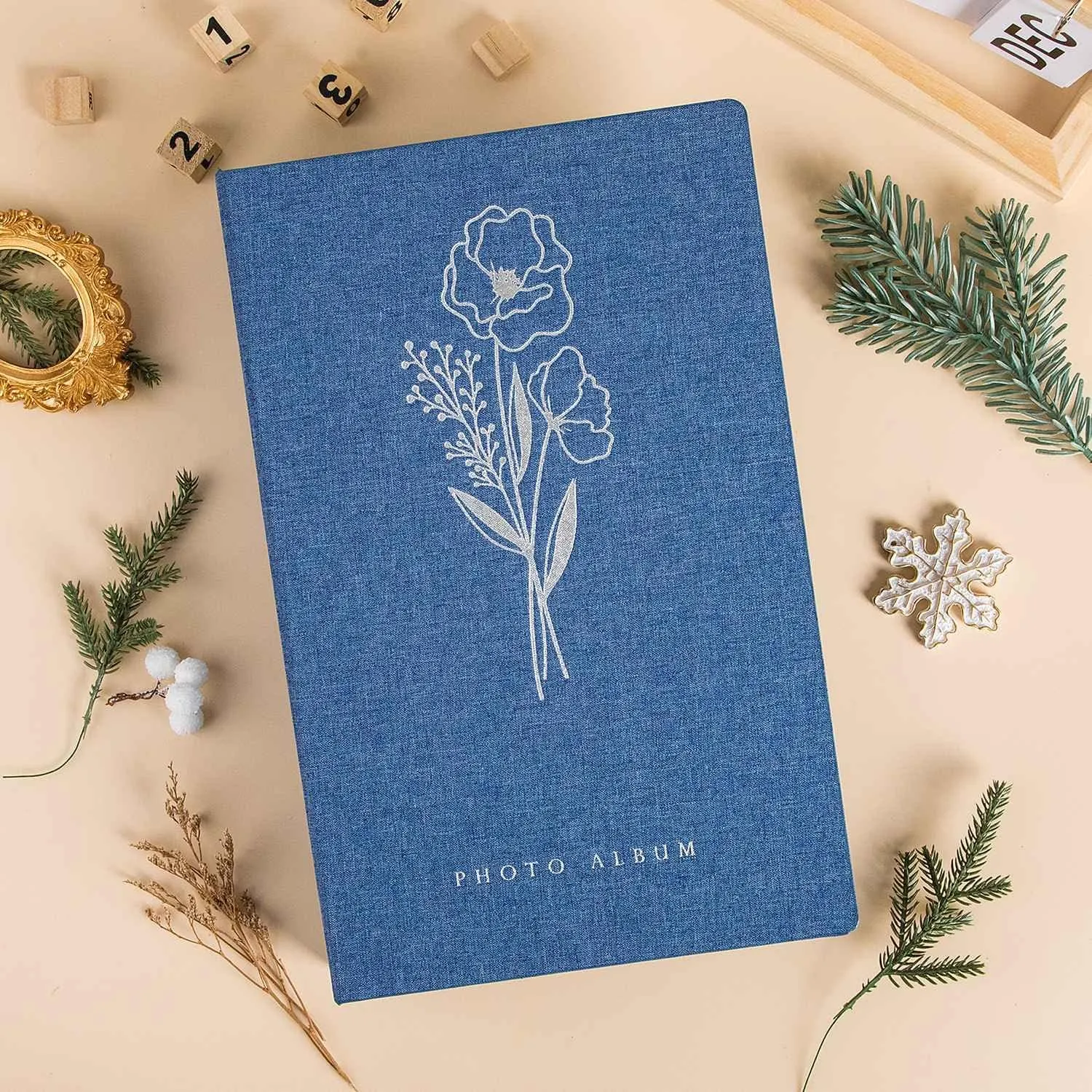 Lanpn Photo Album 4x6 300 Pockets, Linen Photo Albums Holds 300 Horizontal Pictures Only Blue