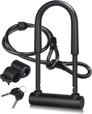 Large Bike U Lock Combination, 16mm, Anti-Theft, Black