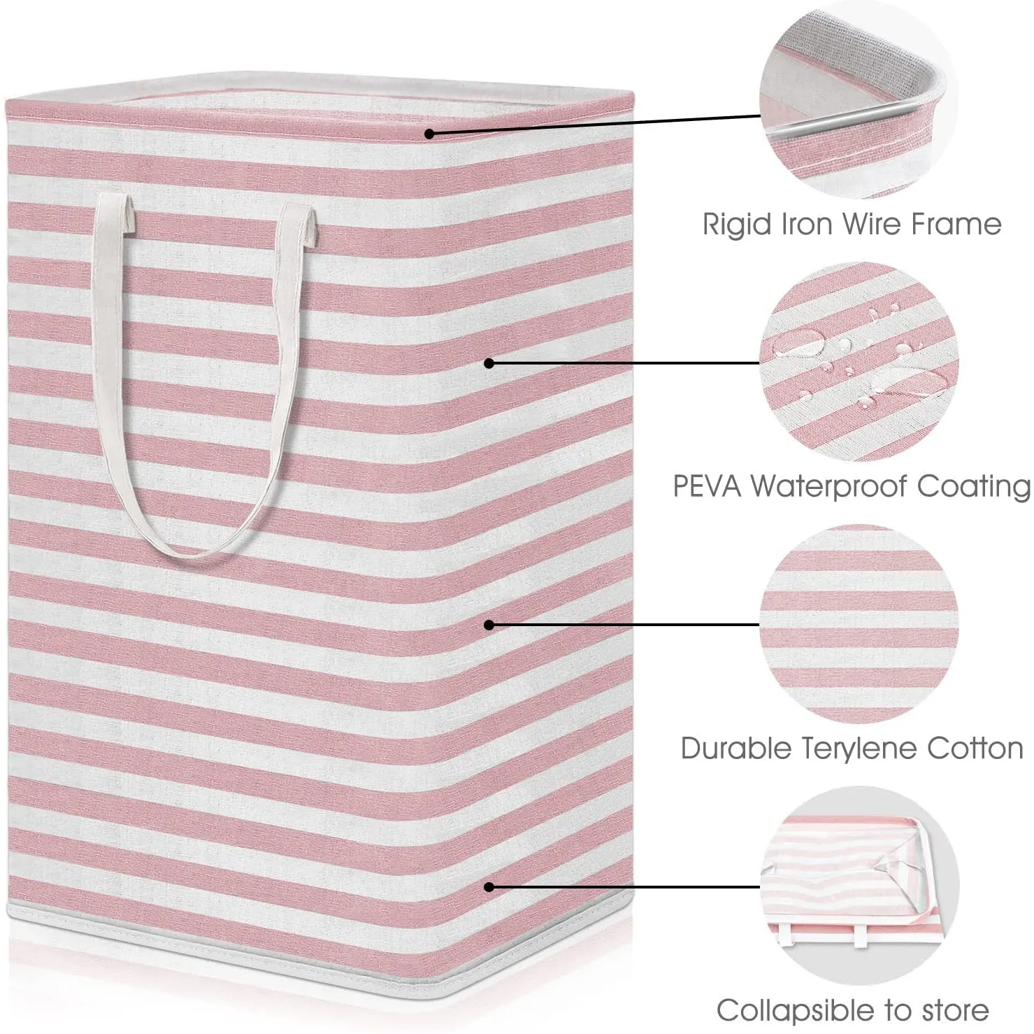 Large Foldable Tall Laundry Basket Storage Basket