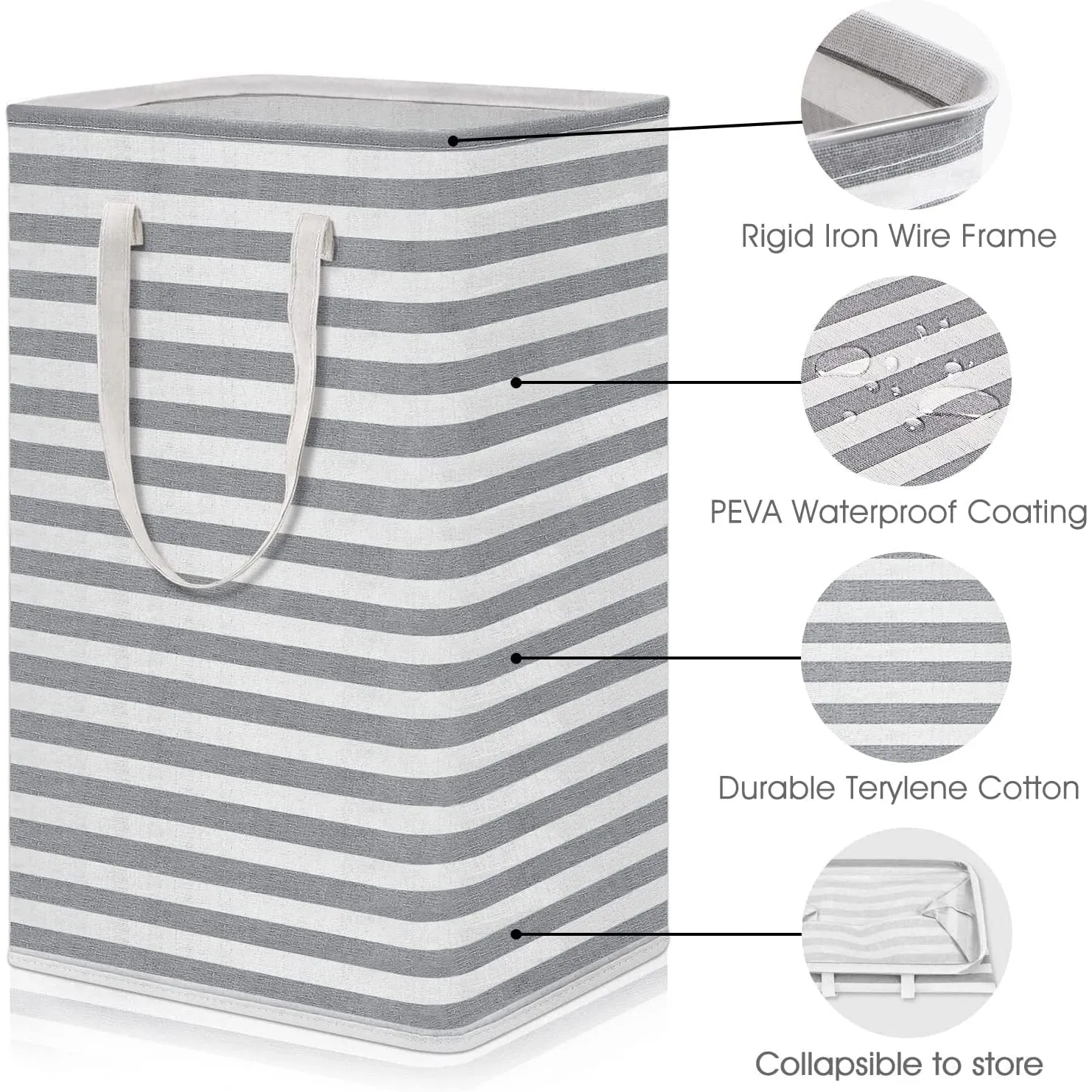 Large Foldable Tall Laundry Basket Storage Basket