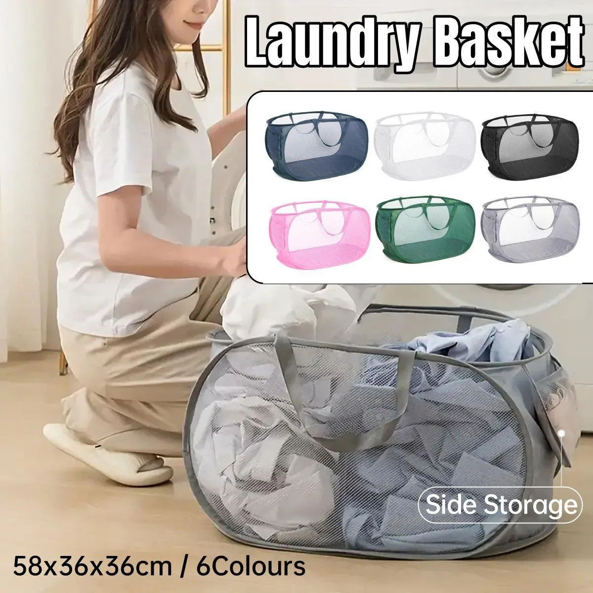 Large Folding Laundry Basket Collapsible Storage Organizer Dirty Clothes Hamper