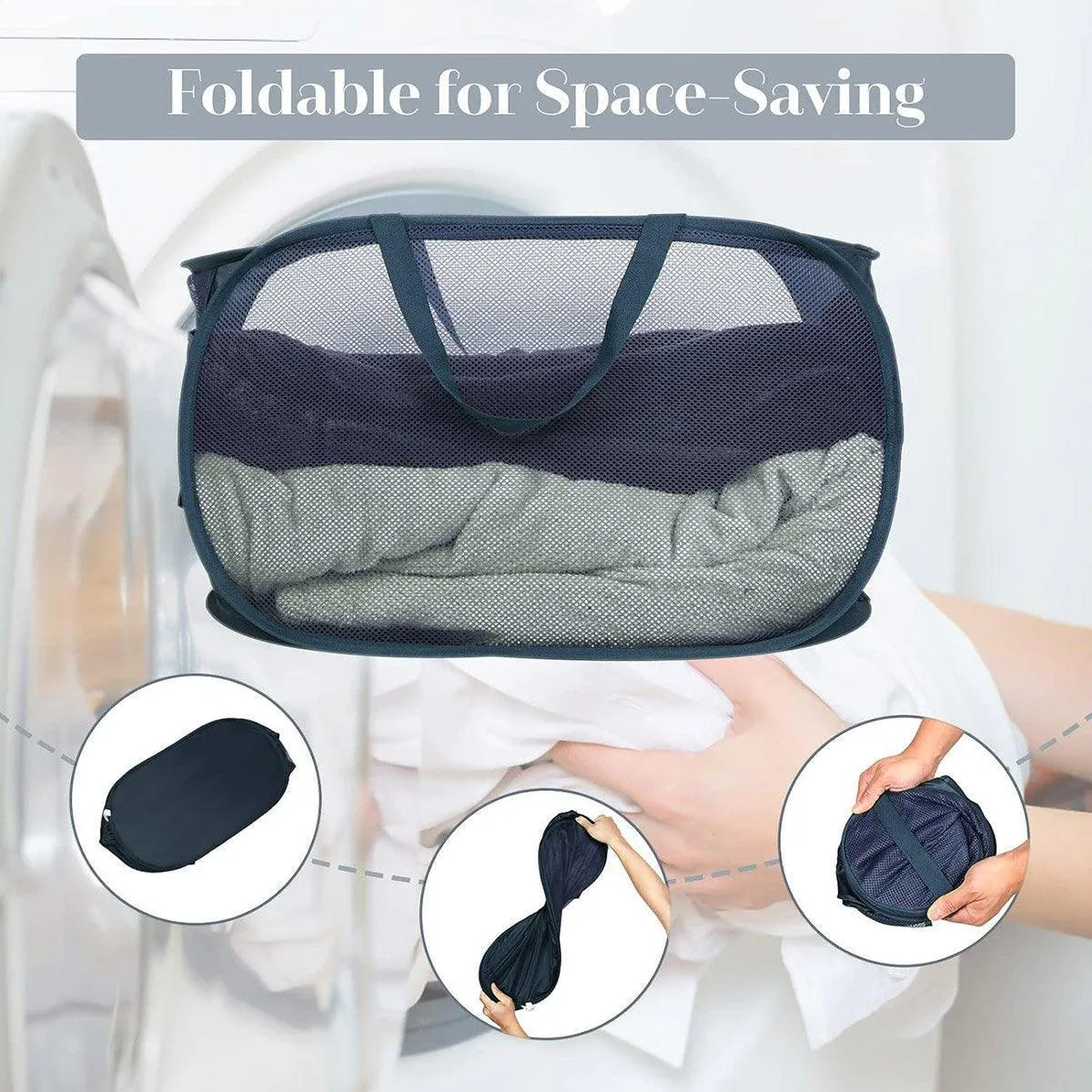 Large Folding Laundry Basket Collapsible Storage Organizer Dirty Clothes Hamper