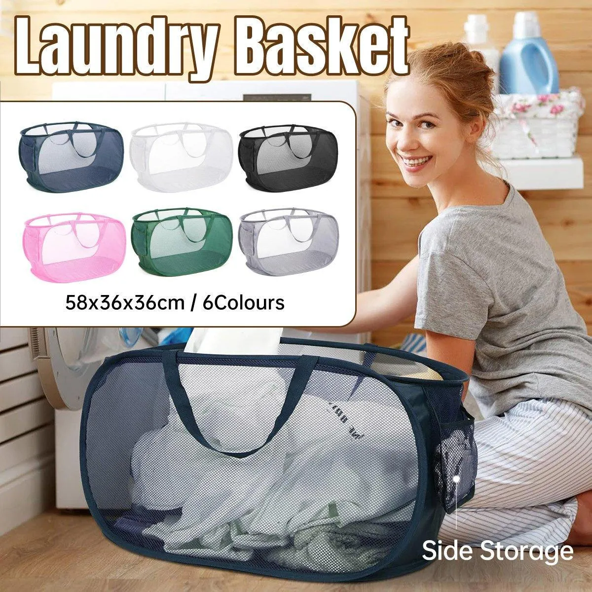 Large Folding Laundry Basket Collapsible Storage Organizer Dirty Clothes Hamper