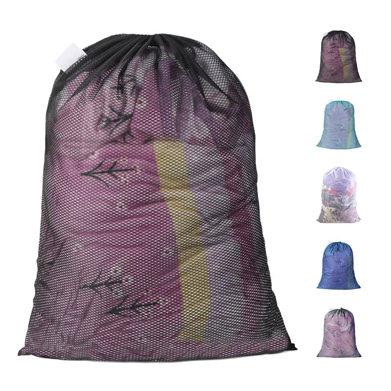 Large Mesh Laundry Bag with Drawstring Closure