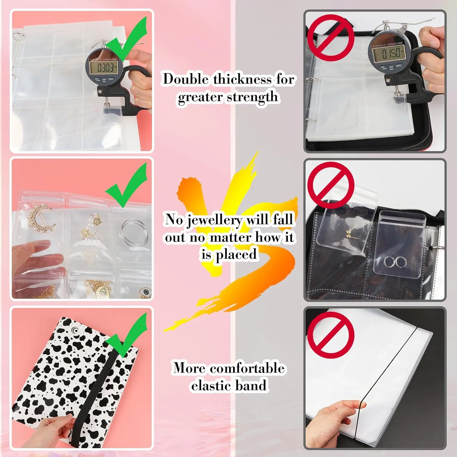 Large Transparent Jewelry Storage Book with 300 Pockets and 150 Jewelry Pouches,Travel Jewelry Organizer and Storage,Jewelry Binder Organizer for Earring,Bracelet,Necklace