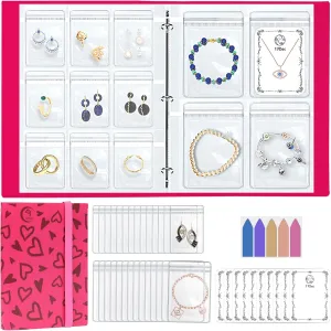 Large Transparent Jewelry Storage Book with 300 Pockets and 150 Jewelry Pouches,Travel Jewelry Organizer and Storage,Jewelry Binder Organizer for Earring,Bracelet,Necklace