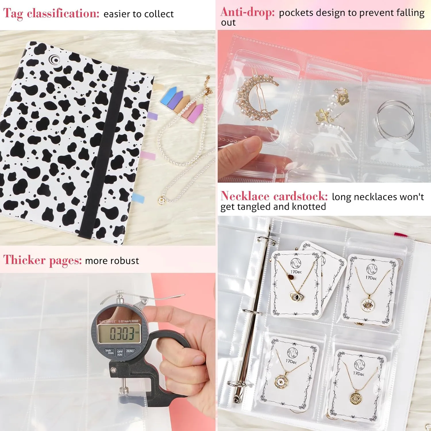 Large Transparent Jewelry Storage Book with 300 Pockets and 150 Jewelry Pouches,Travel Jewelry Organizer and Storage,Jewelry Binder Organizer for Earring,Bracelet,Necklace