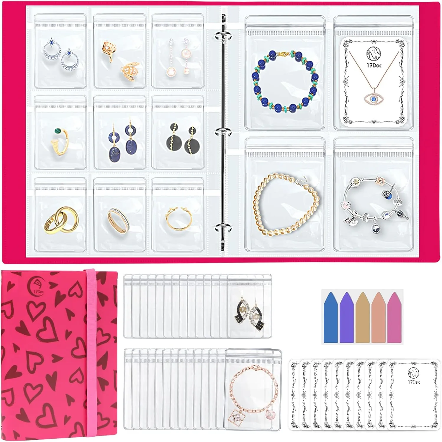 Large Transparent Jewelry Storage Book with 300 Pockets and 150 Jewelry Pouches,Travel Jewelry Organizer and Storage,Jewelry Binder Organizer for Earring,Bracelet,Necklace